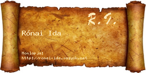 Rónai Ida névjegykártya